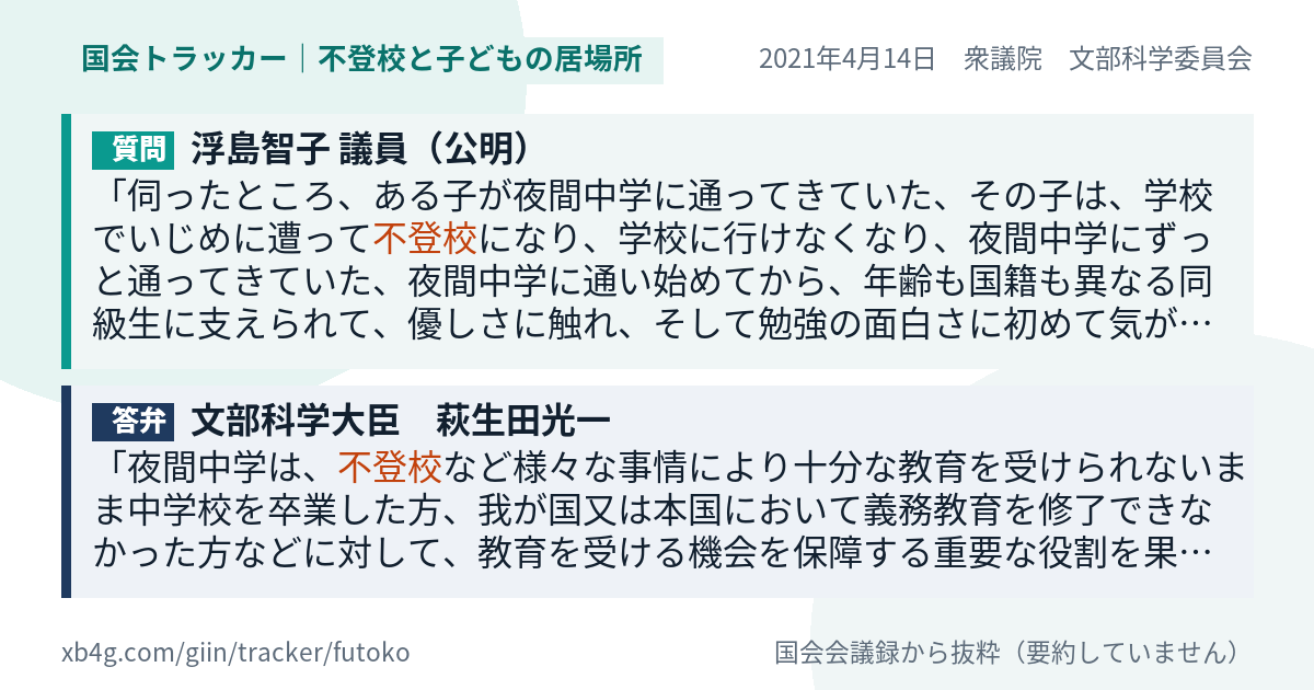 質問と答弁のカード