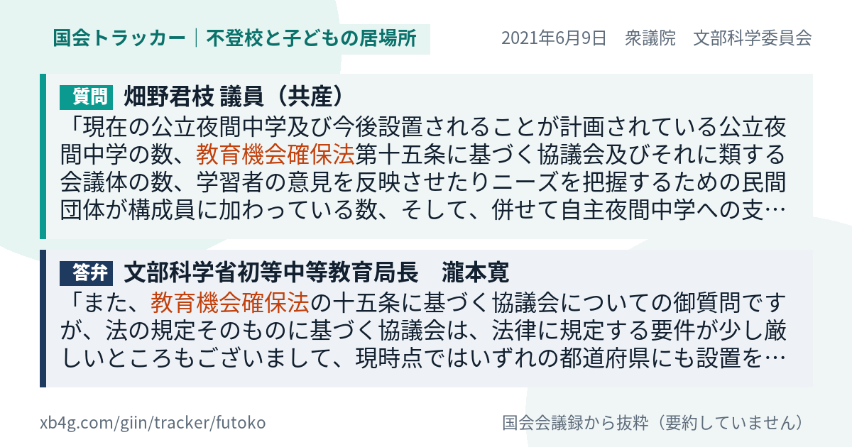 質問と答弁のカード