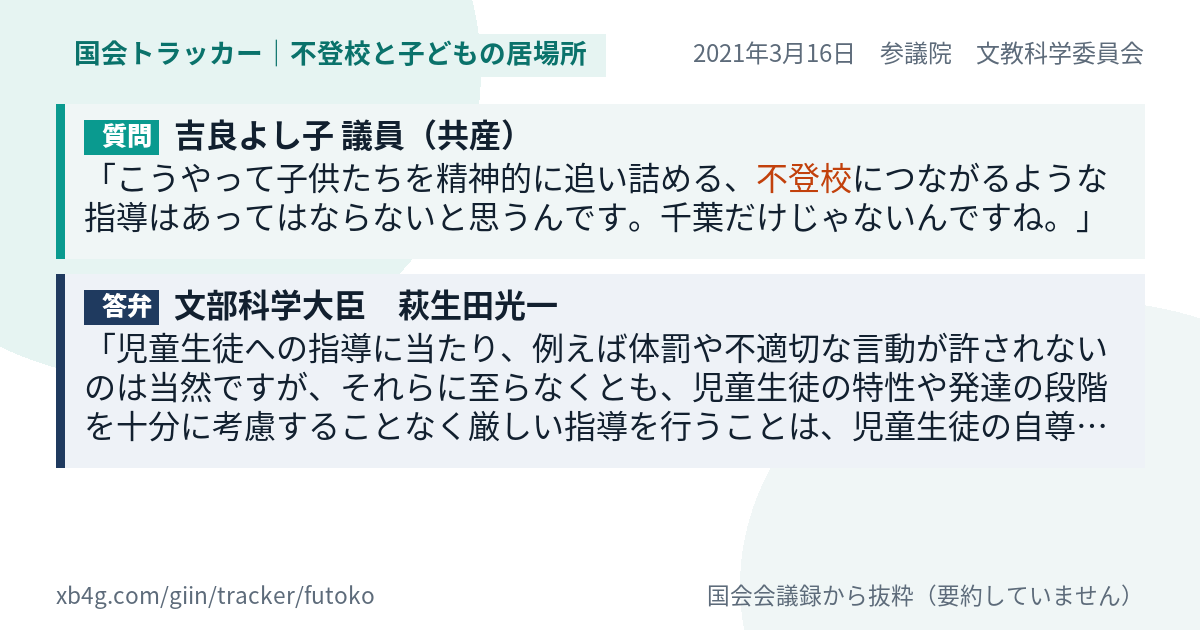質問と答弁のカード