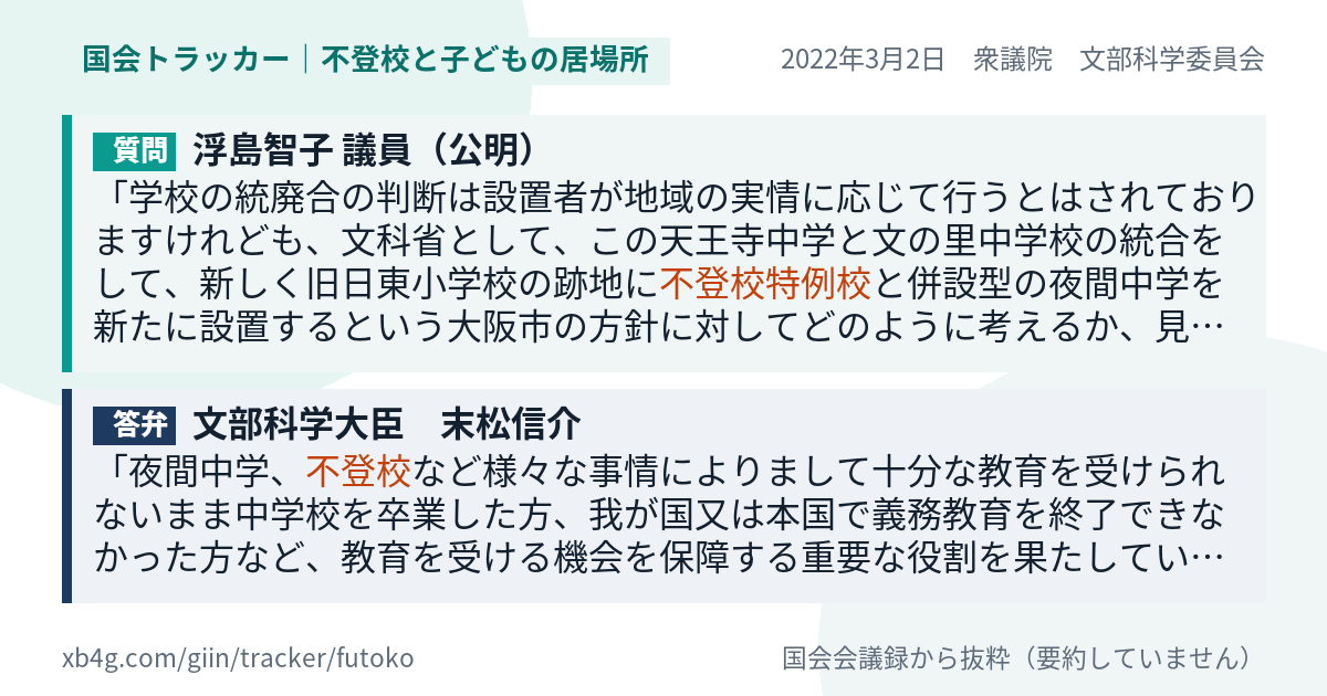 質問と答弁のカード
