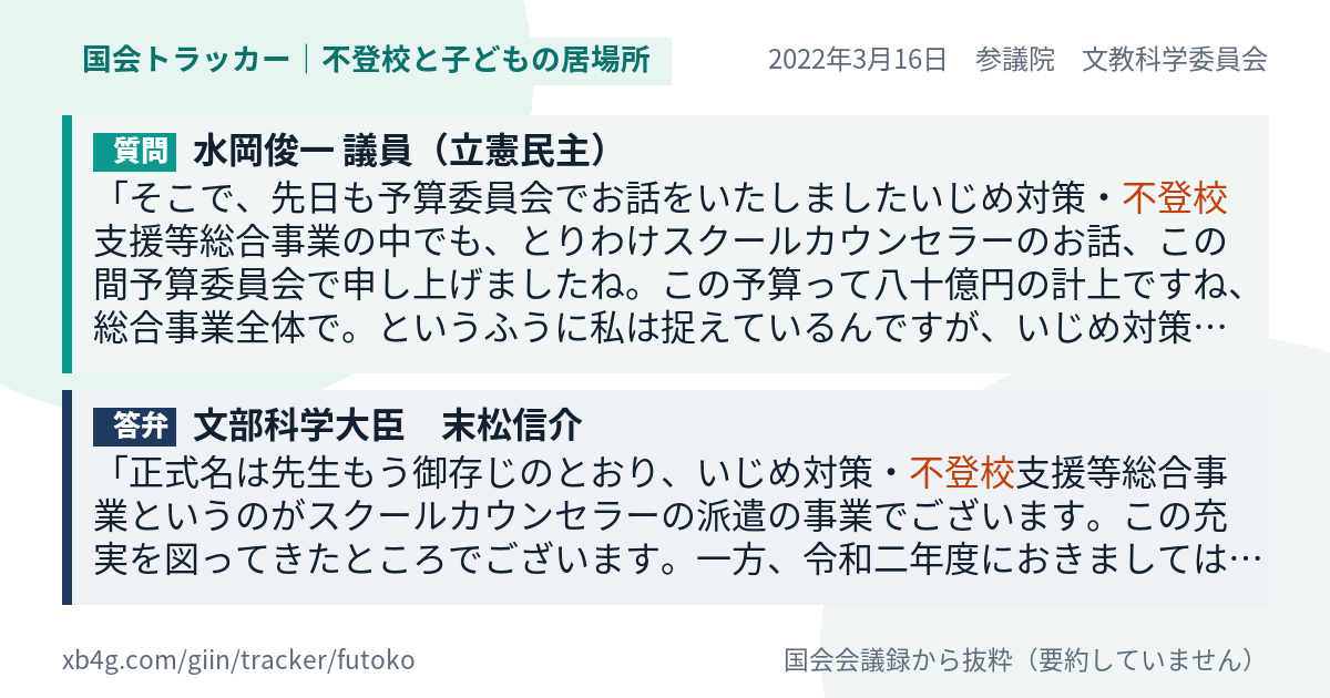 質問と答弁のカード