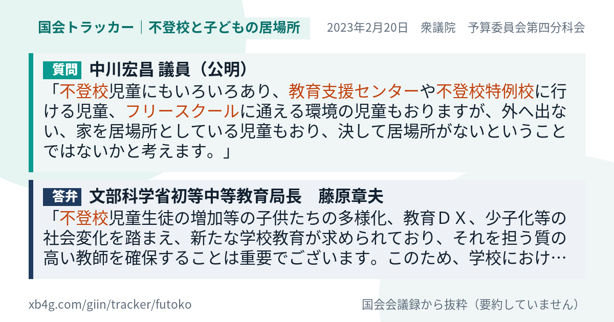 質問と答弁のカード