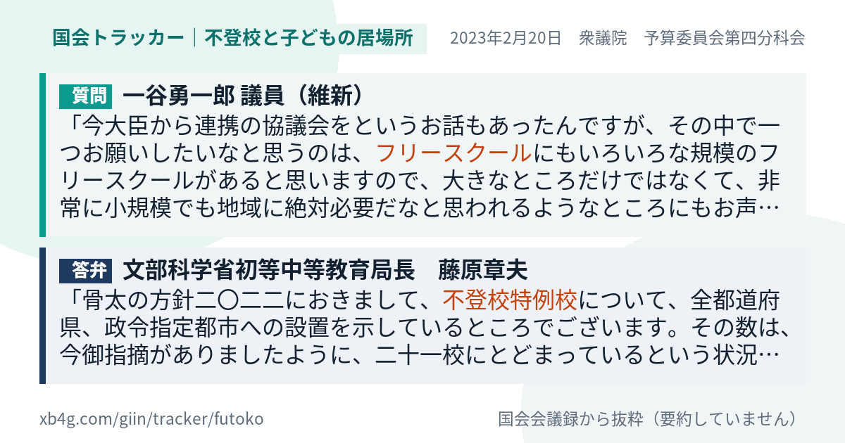 質問と答弁のカード
