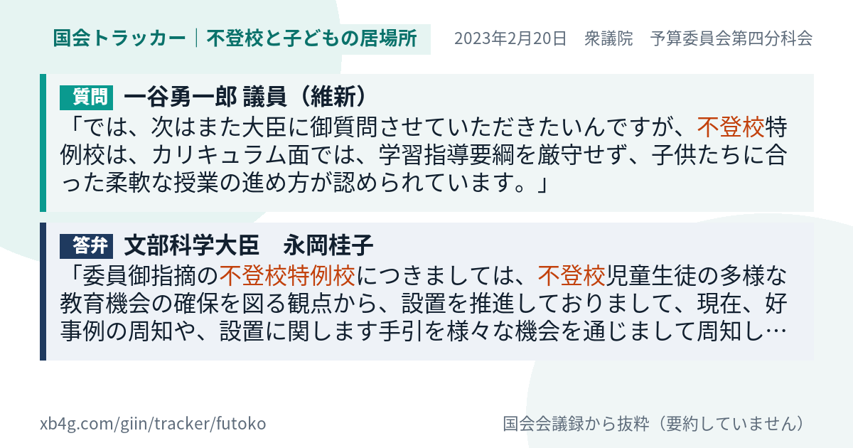 質問と答弁のカード