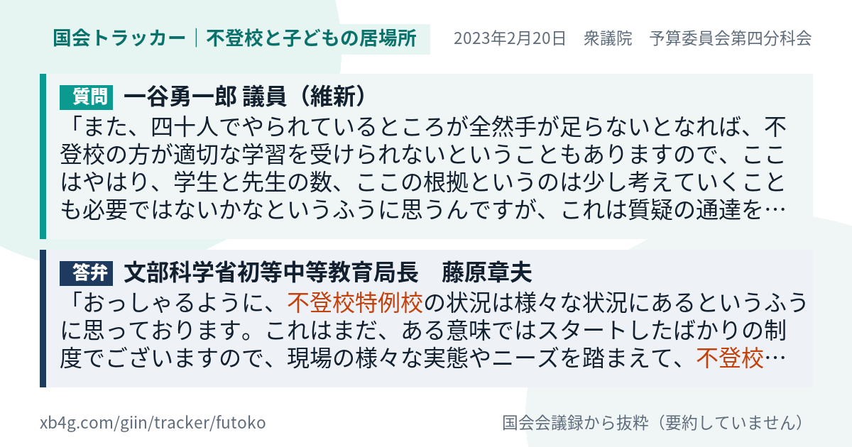 質問と答弁のカード