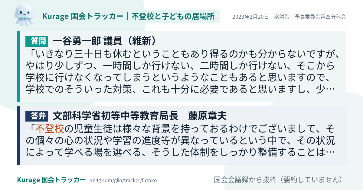 質問と答弁のカード