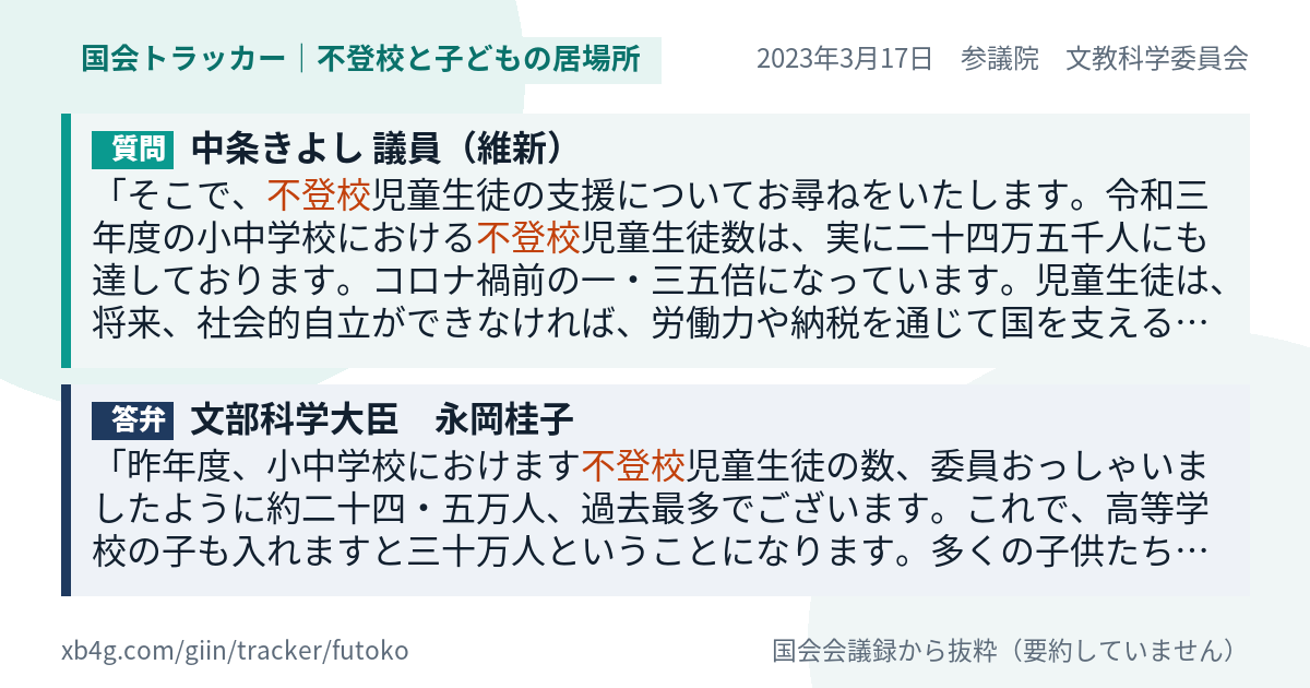 質問と答弁のカード