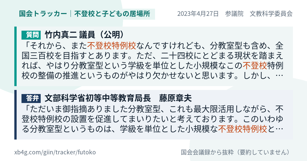 質問と答弁のカード