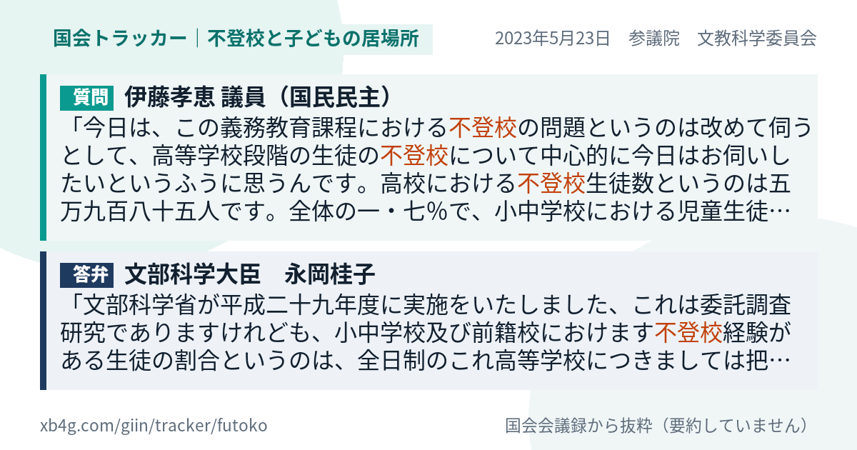 質問と答弁のカード