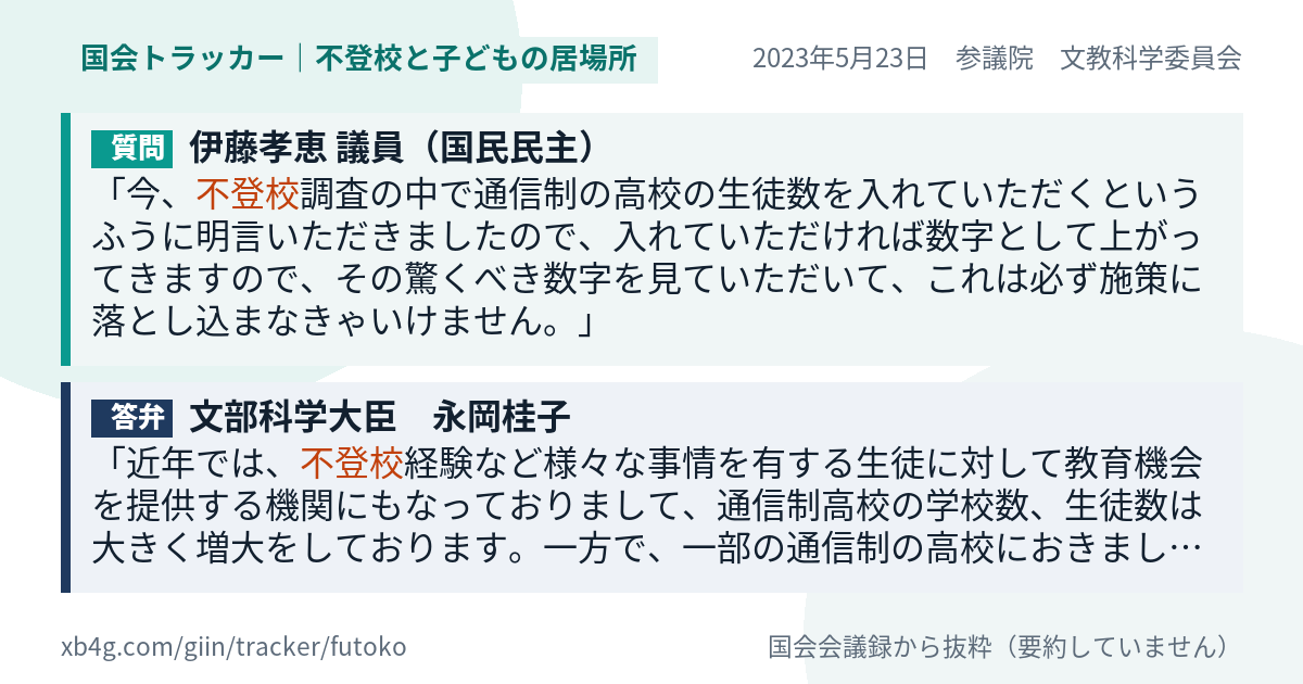 質問と答弁のカード