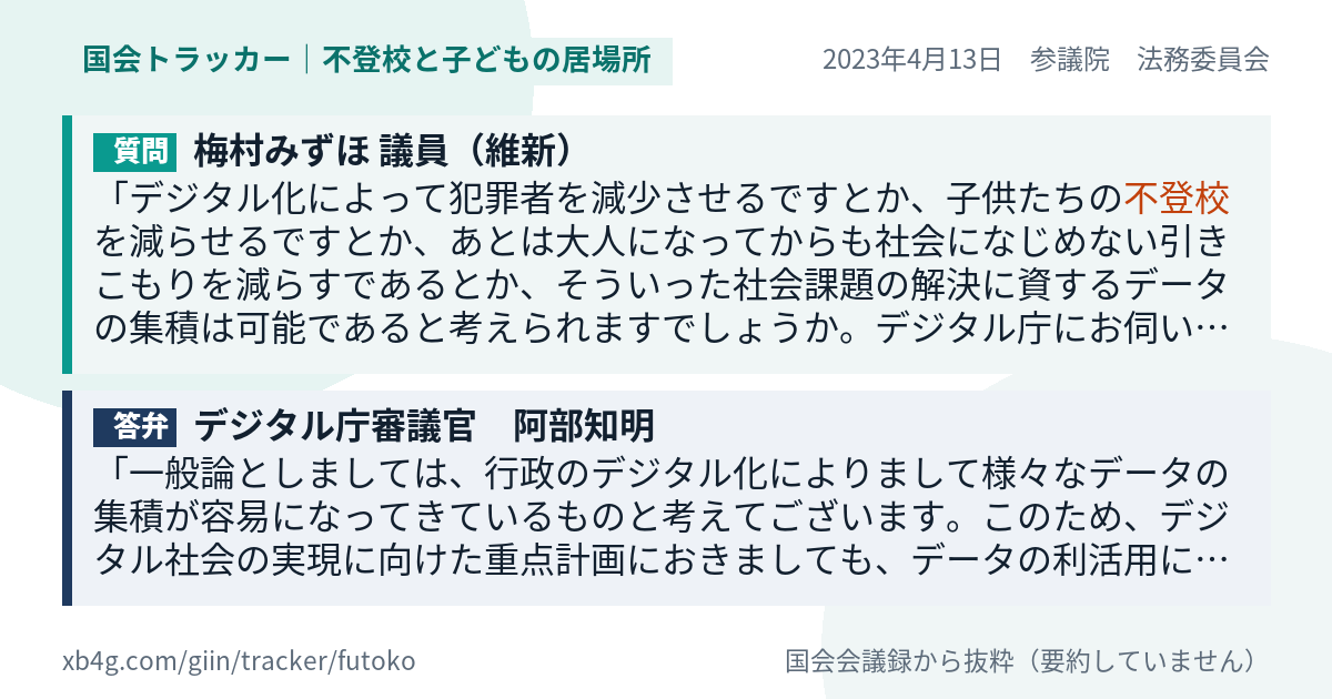 質問と答弁のカード