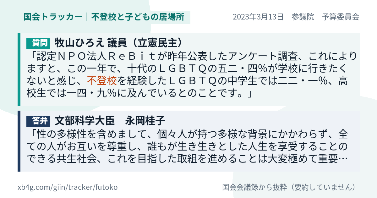 質問と答弁のカード