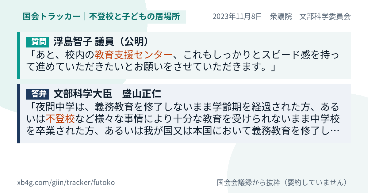 質問と答弁のカード