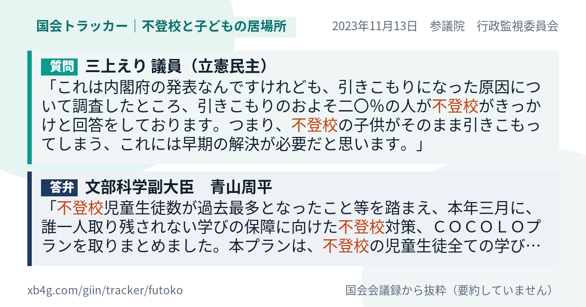 質問と答弁のカード