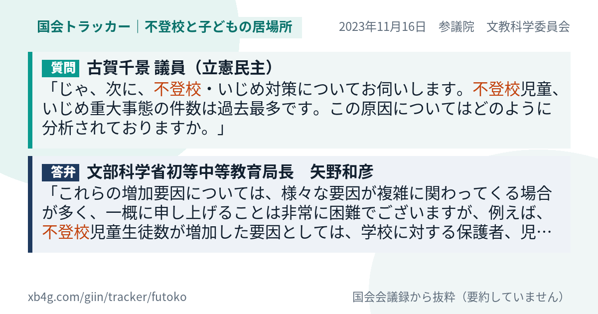 質問と答弁のカード