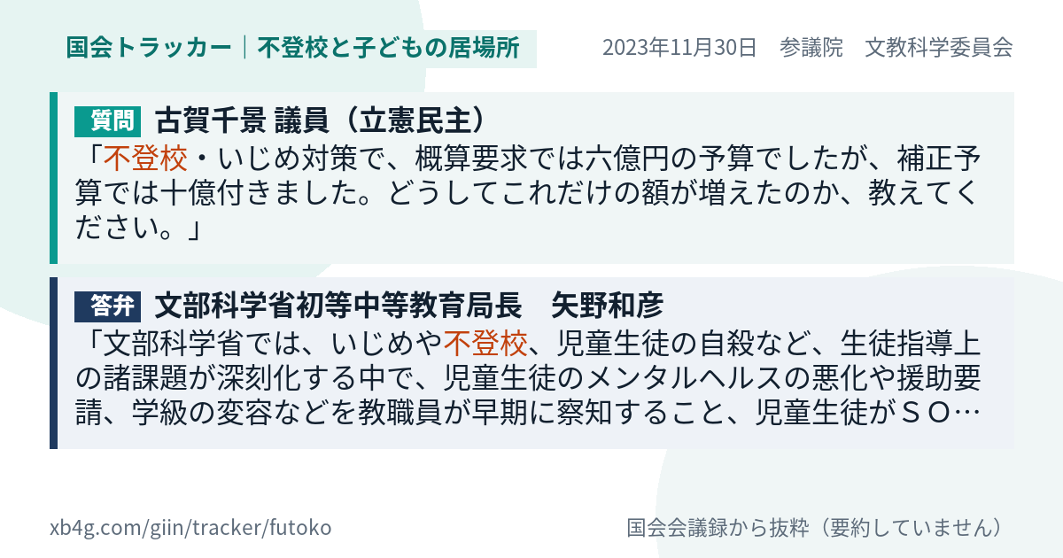 質問と答弁のカード