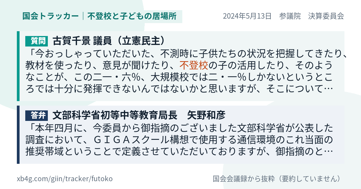 質問と答弁のカード