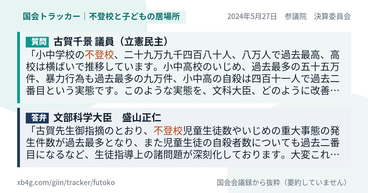 質問と答弁のカード