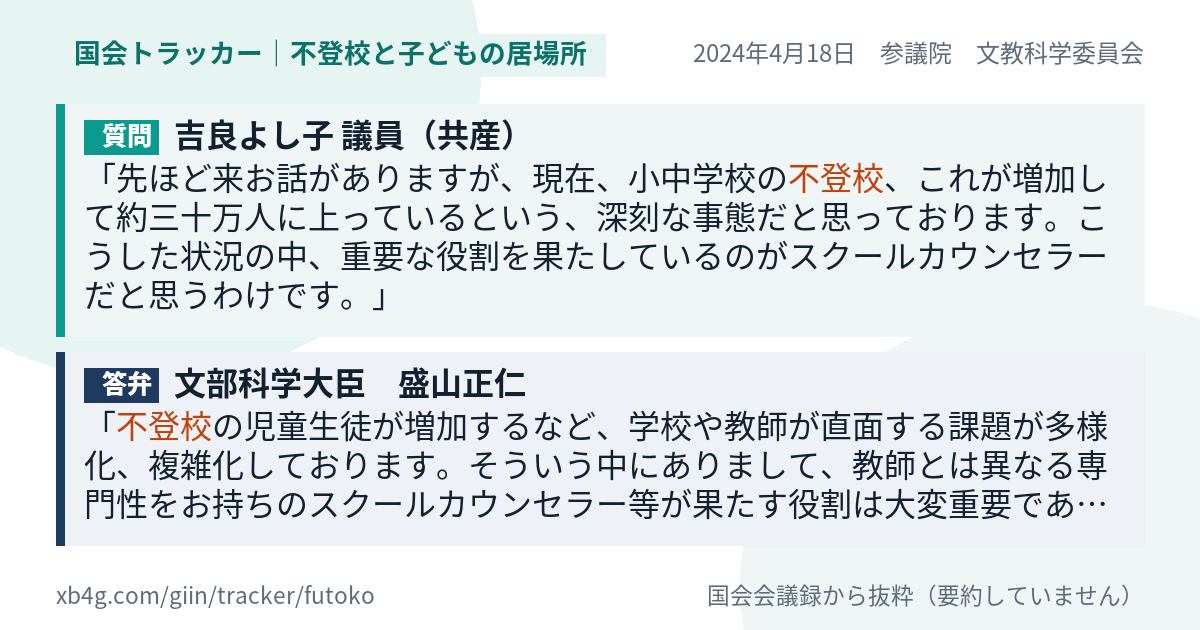 質問と答弁のカード