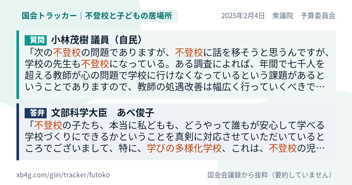 質問と答弁のカード