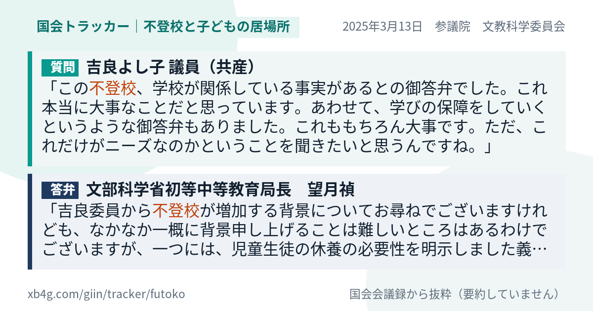 質問と答弁のカード