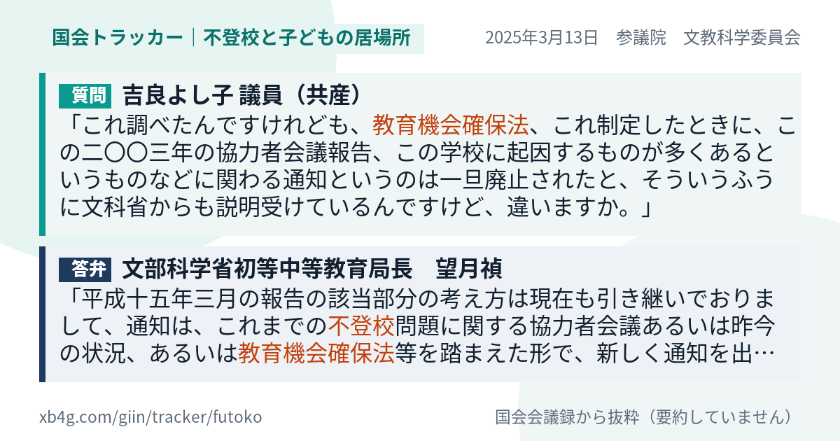 質問と答弁のカード