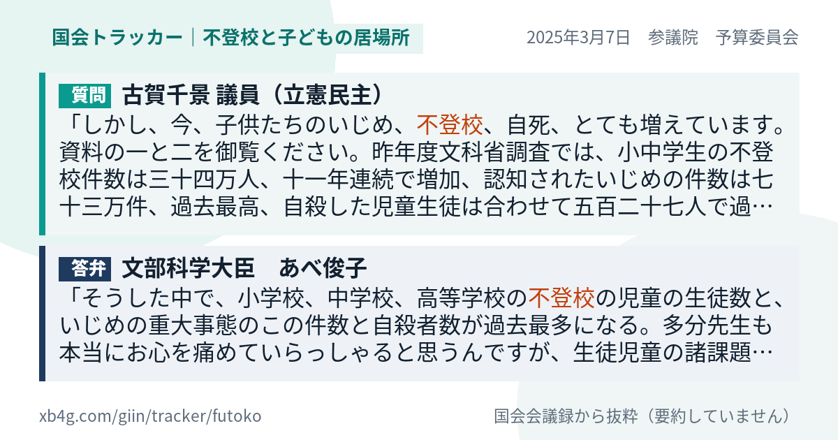 質問と答弁のカード