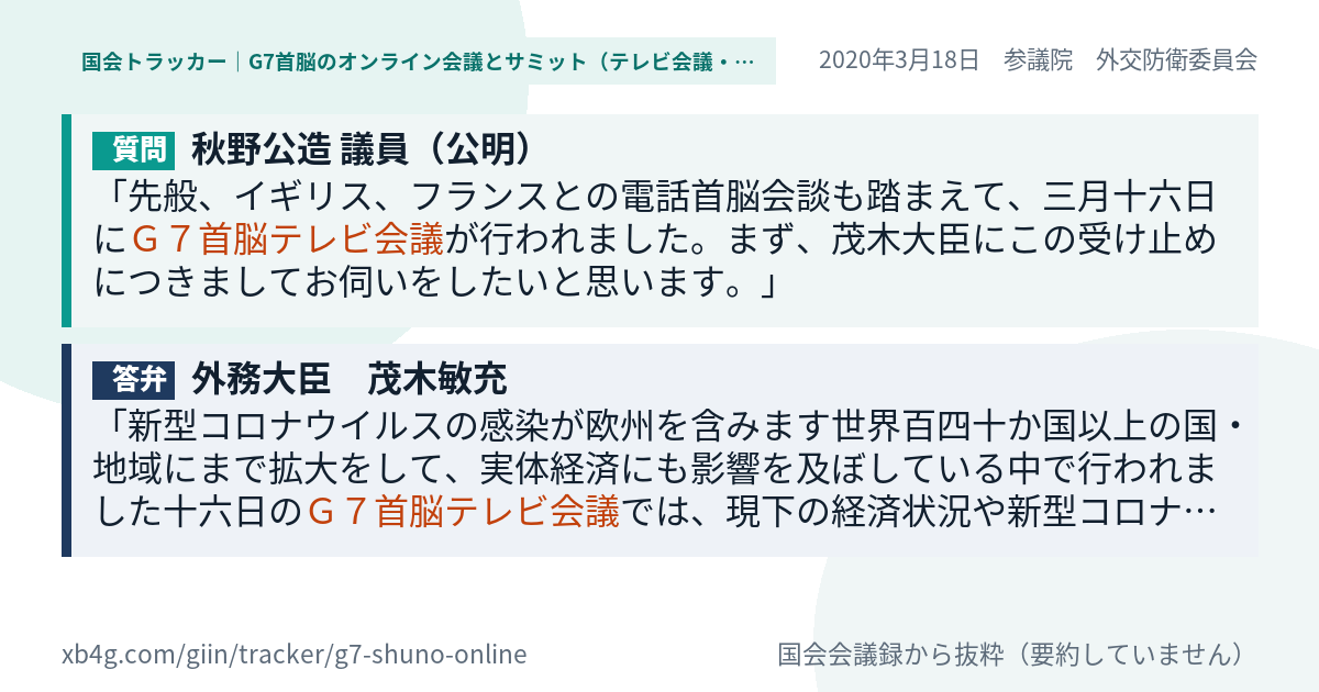 質問と答弁のカード