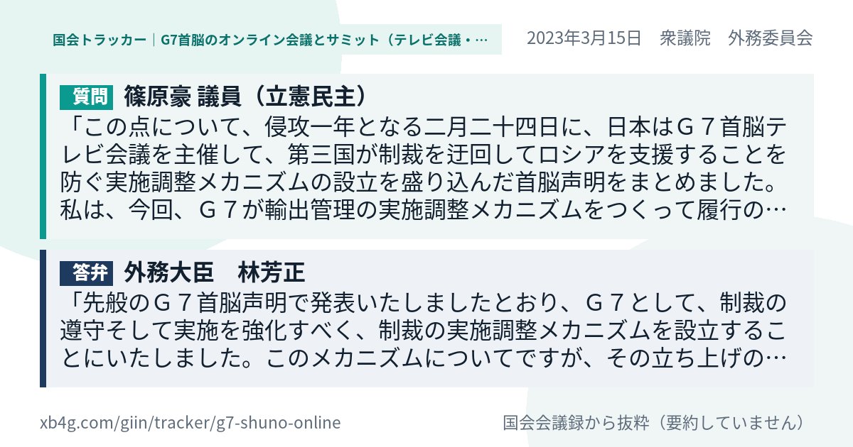 質問と答弁のカード