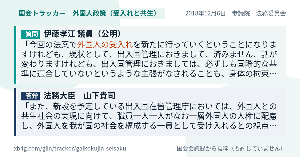 質問と答弁のカード