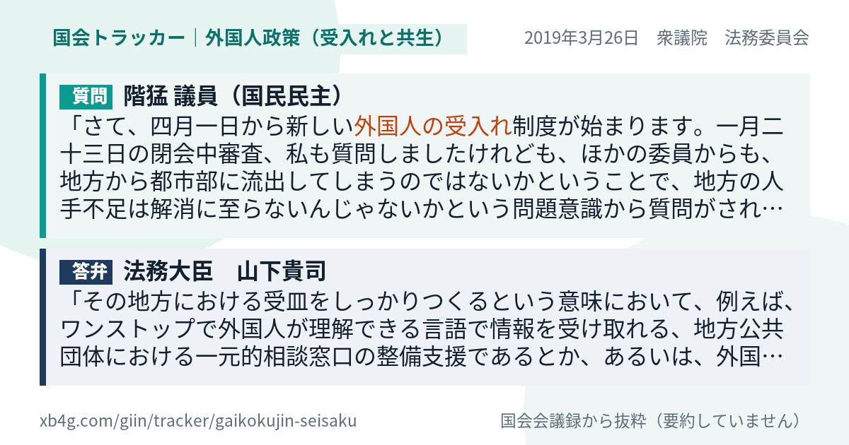 質問と答弁のカード
