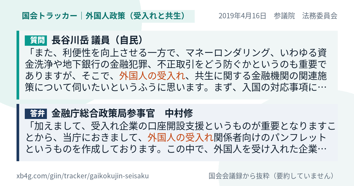 質問と答弁のカード