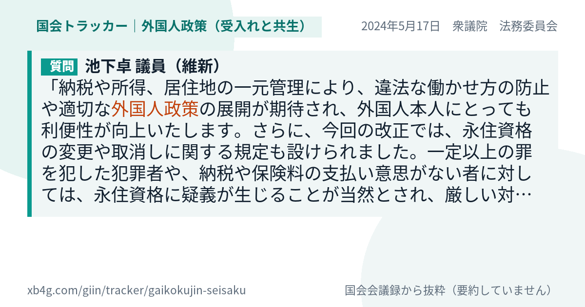 質問と答弁のカード