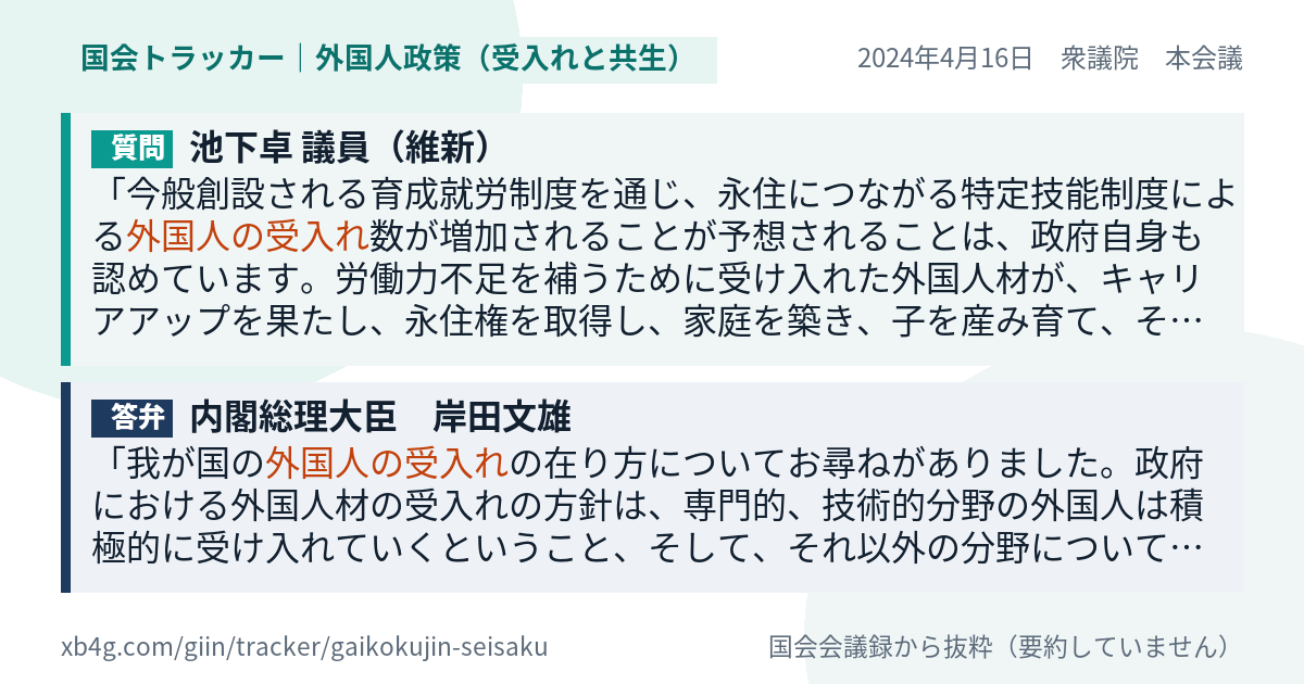 質問と答弁のカード