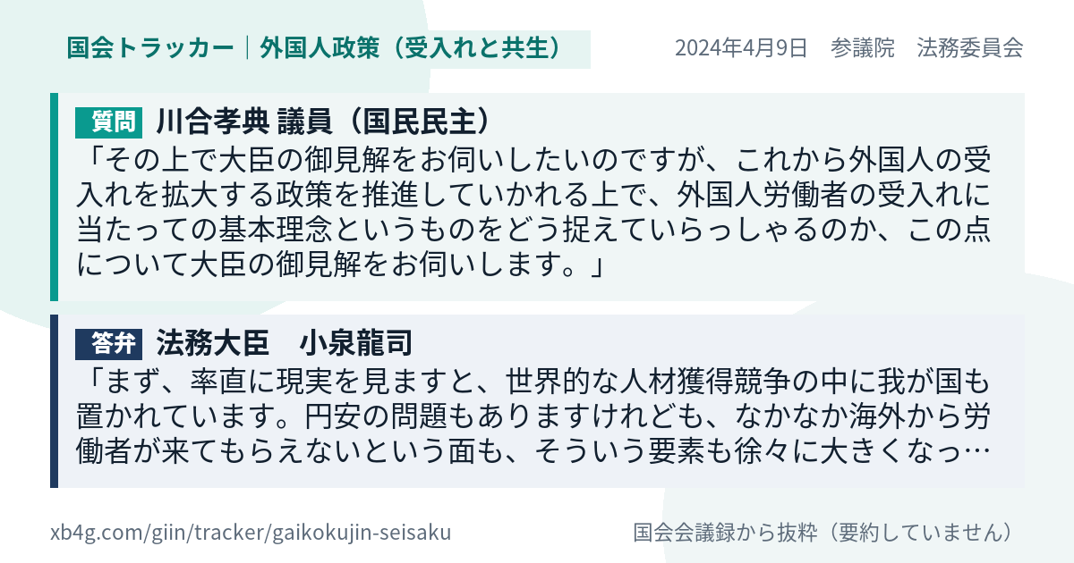 質問と答弁のカード