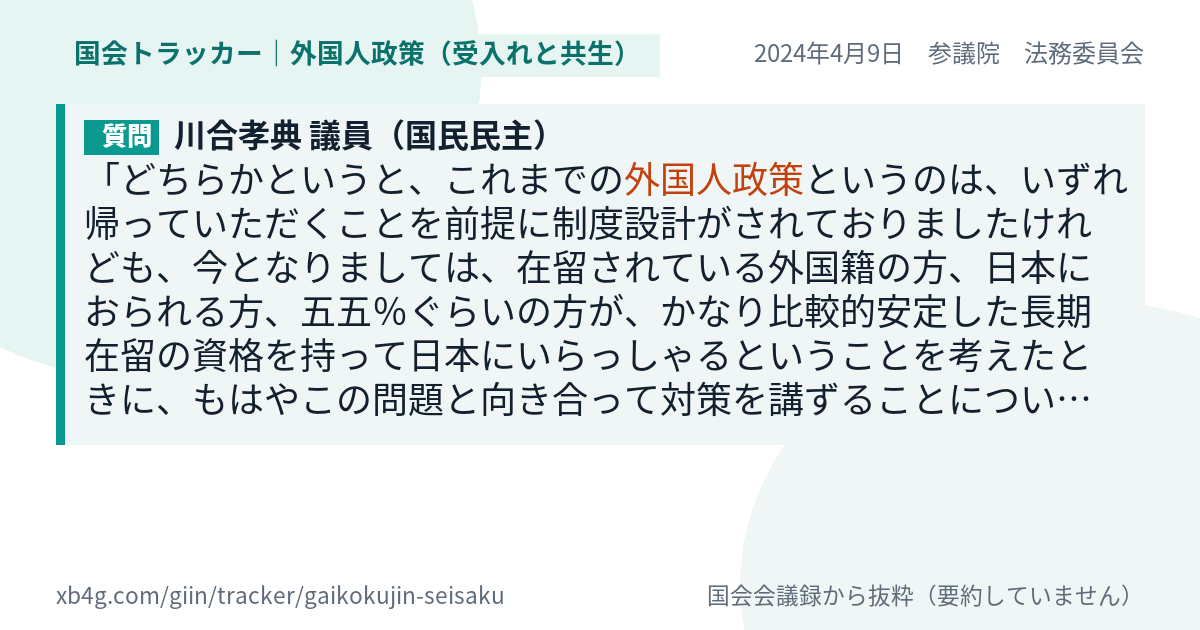 質問と答弁のカード