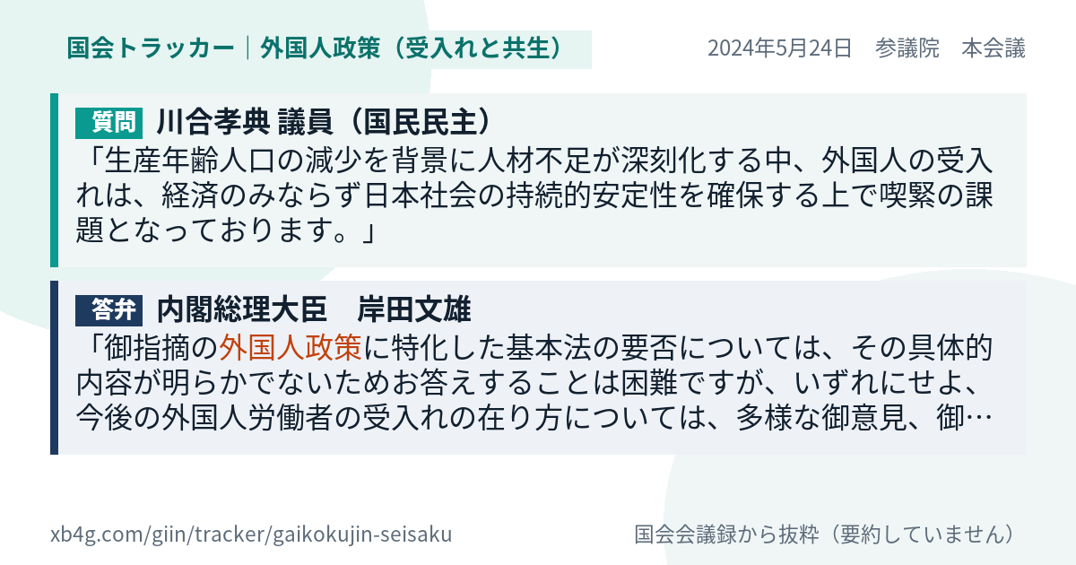 質問と答弁のカード