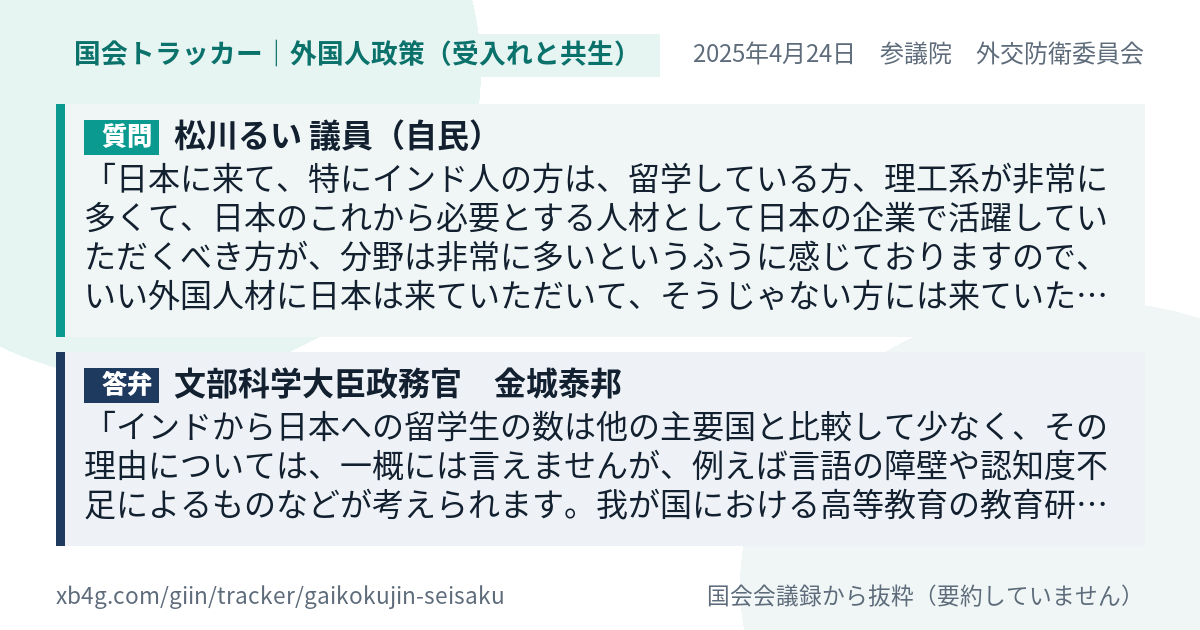 質問と答弁のカード