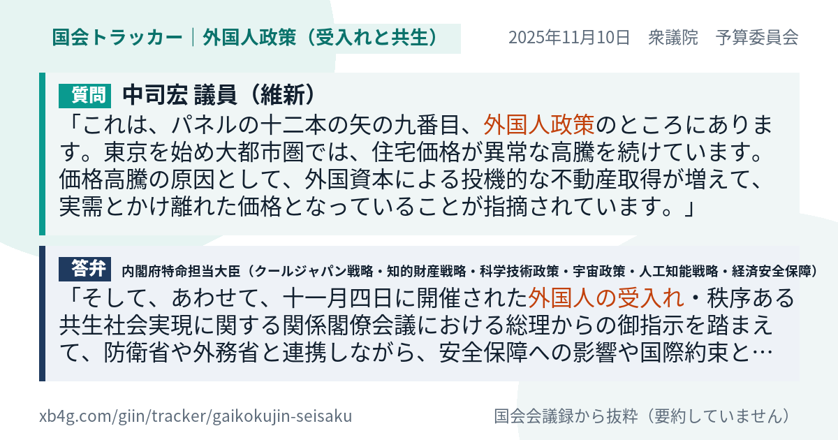 質問と答弁のカード