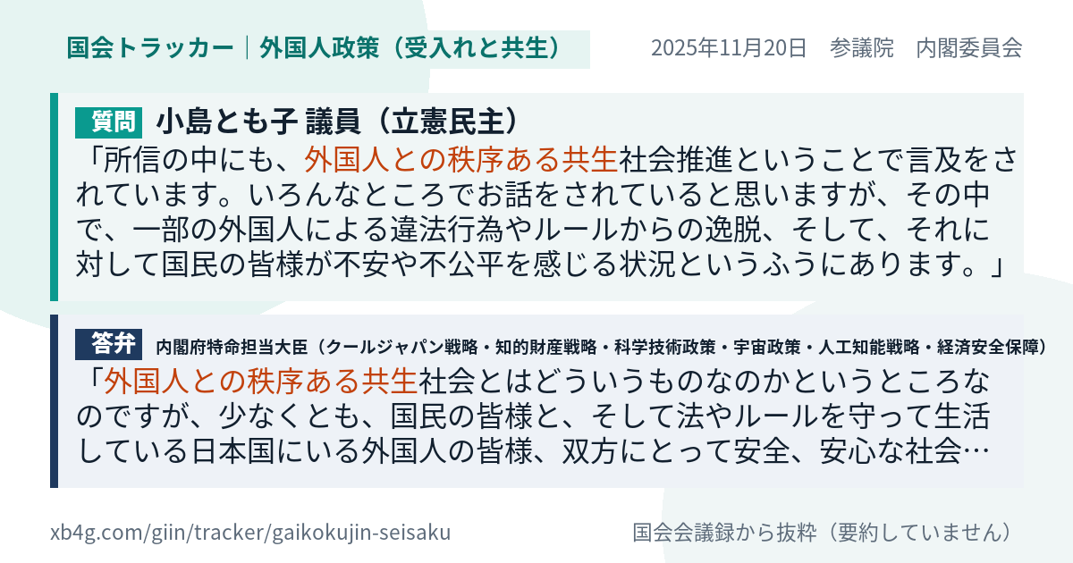 質問と答弁のカード