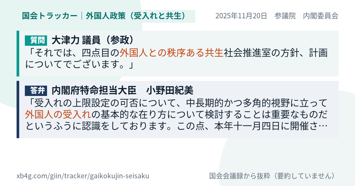 質問と答弁のカード