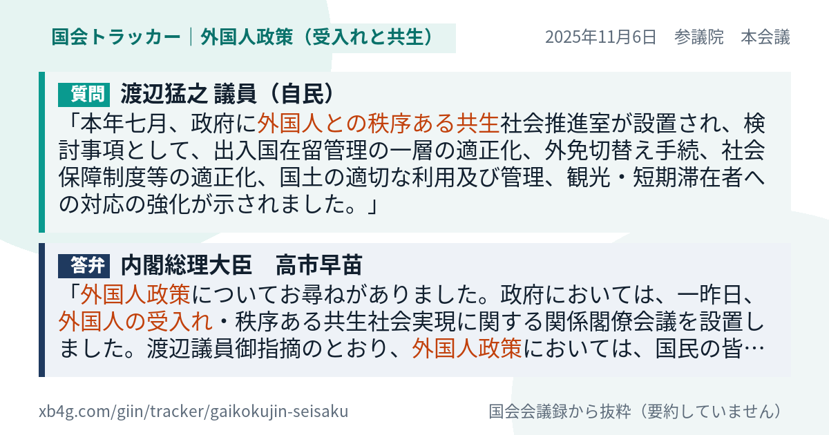 質問と答弁のカード