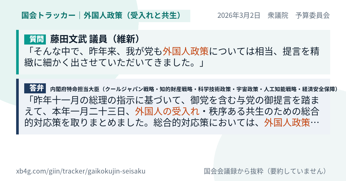 質問と答弁のカード