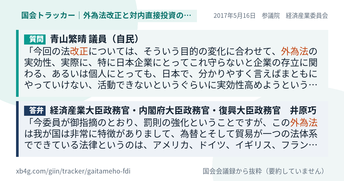 質問と答弁のカード