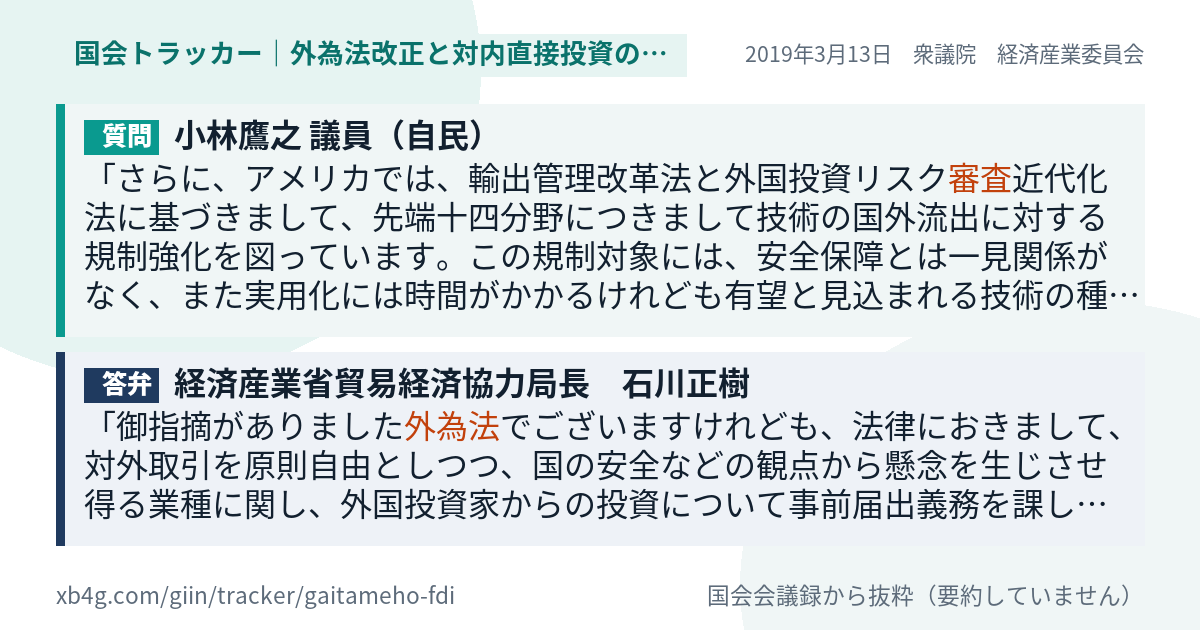 質問と答弁のカード