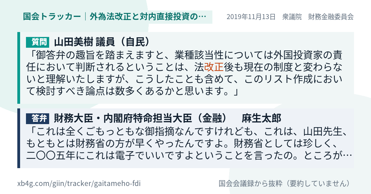 質問と答弁のカード
