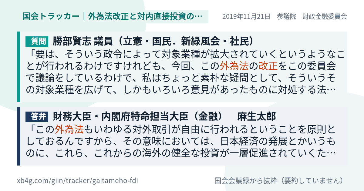 質問と答弁のカード
