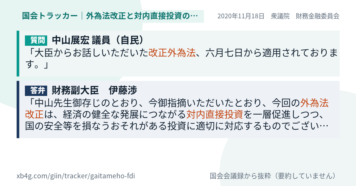 質問と答弁のカード