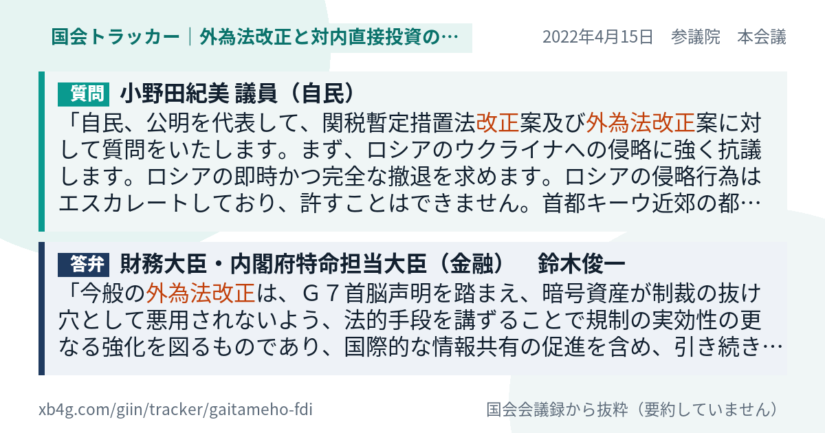 質問と答弁のカード