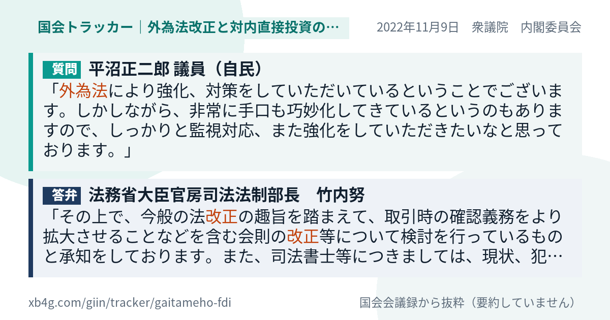 質問と答弁のカード